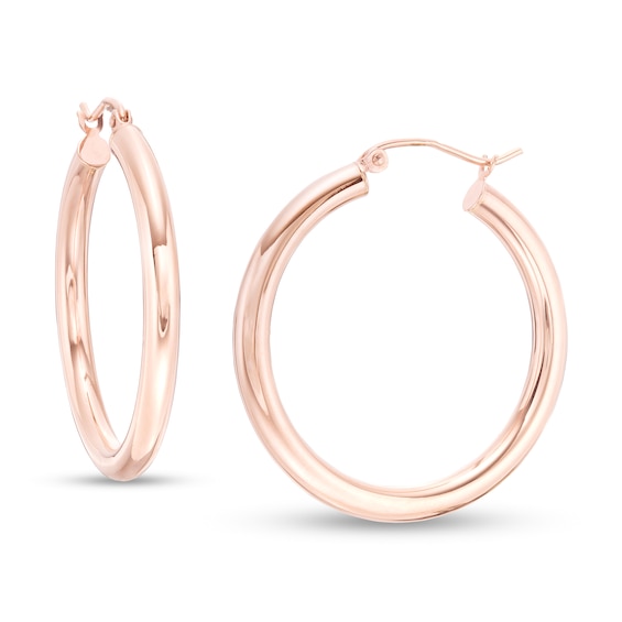 30mm Tube Hoop Earrings in 14K Rose Gold