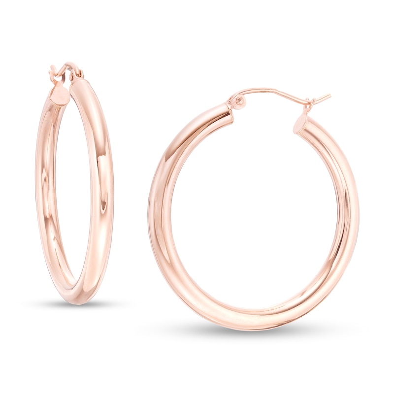 30mm Tube Hoop Earrings in 14K Rose Gold