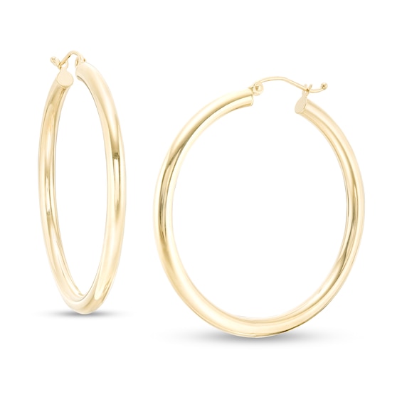 40mm Hoop Earrings in 14K Tube Hollow Gold