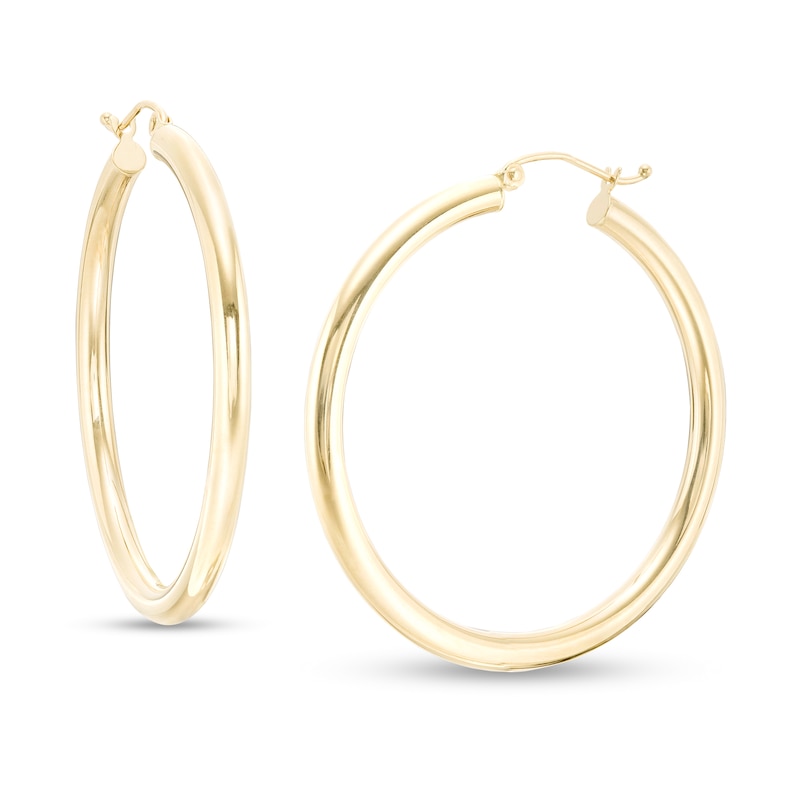 40mm Hoop Earrings in 14K Tube Hollow Gold | Banter