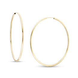 60mm Continuous Hoop Earrings in 14K Tube Hollow Gold