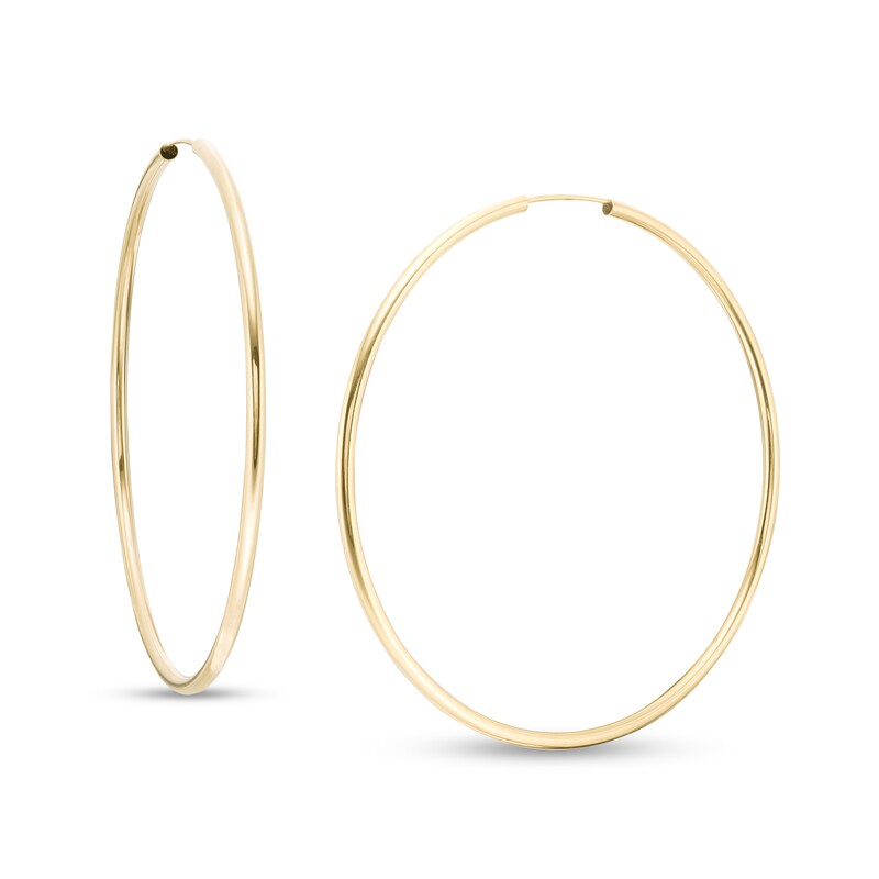 60mm Continuous Hoop Earrings in 14K Tube Hollow Gold