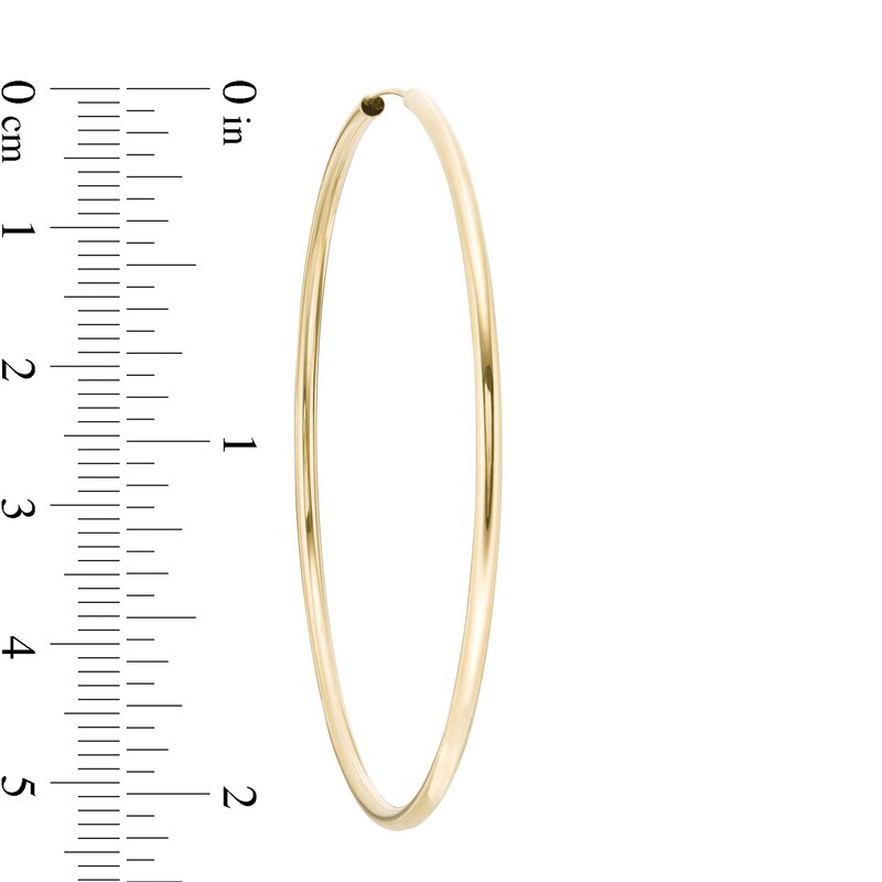 60mm Continuous Hoop Earrings in 14K Tube Hollow Gold