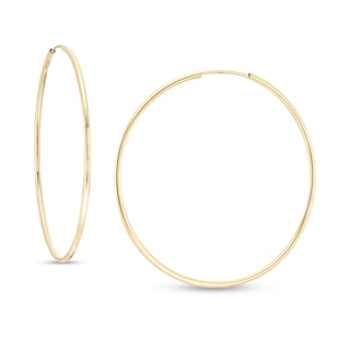 14K Tube Hollow Gold Continuous Hoop Earrings