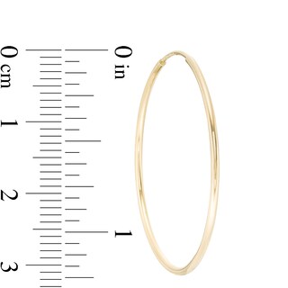 14K Tube Hollow Gold Continuous Hoop Earrings