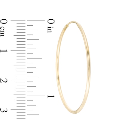 14K Tube Hollow Gold Continuous Hoop Earrings