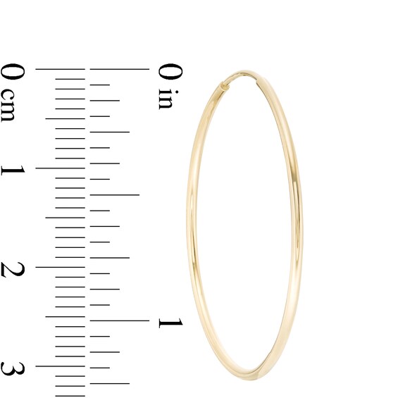 14K Tube Hollow Gold Continuous Hoop Earrings