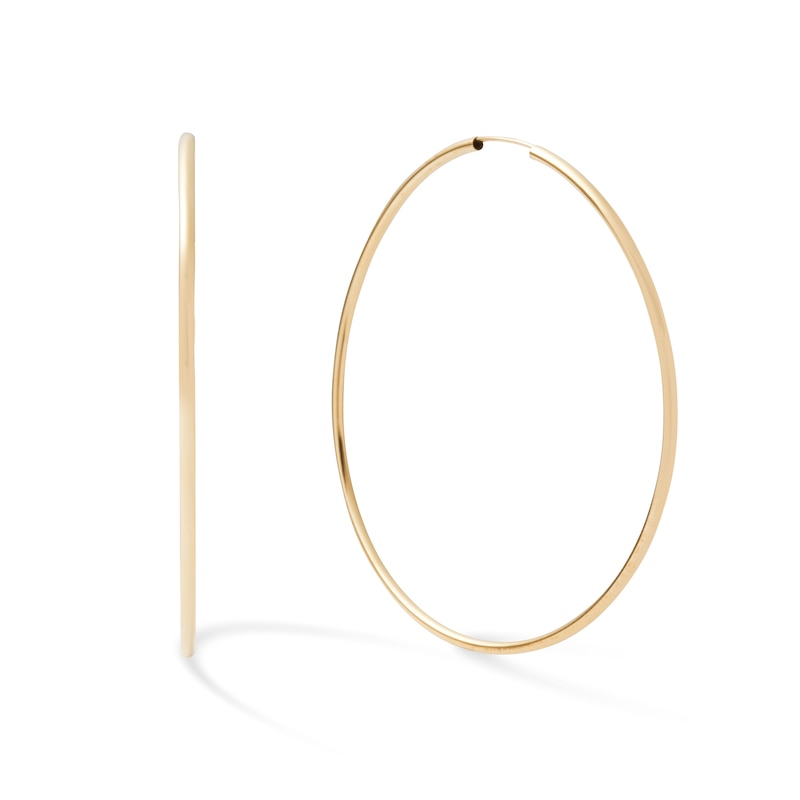 70mm Continuous Hoop Earrings in 14K Tube Hollow Gold