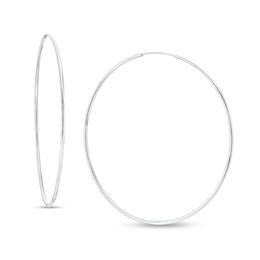 54mm Continuous Hoop Earrings in 14K Tube Hollow White Gold