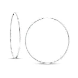 43mm Continuous Hoop Earrings in 14K Tube Hollow White Gold