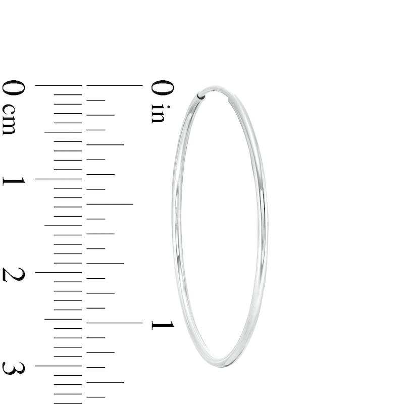 14K Tube Hollow White Gold Continuous Hoop Earrings