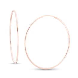 14K Tube Hollow Rose Gold Continuous Hoop Earrings
