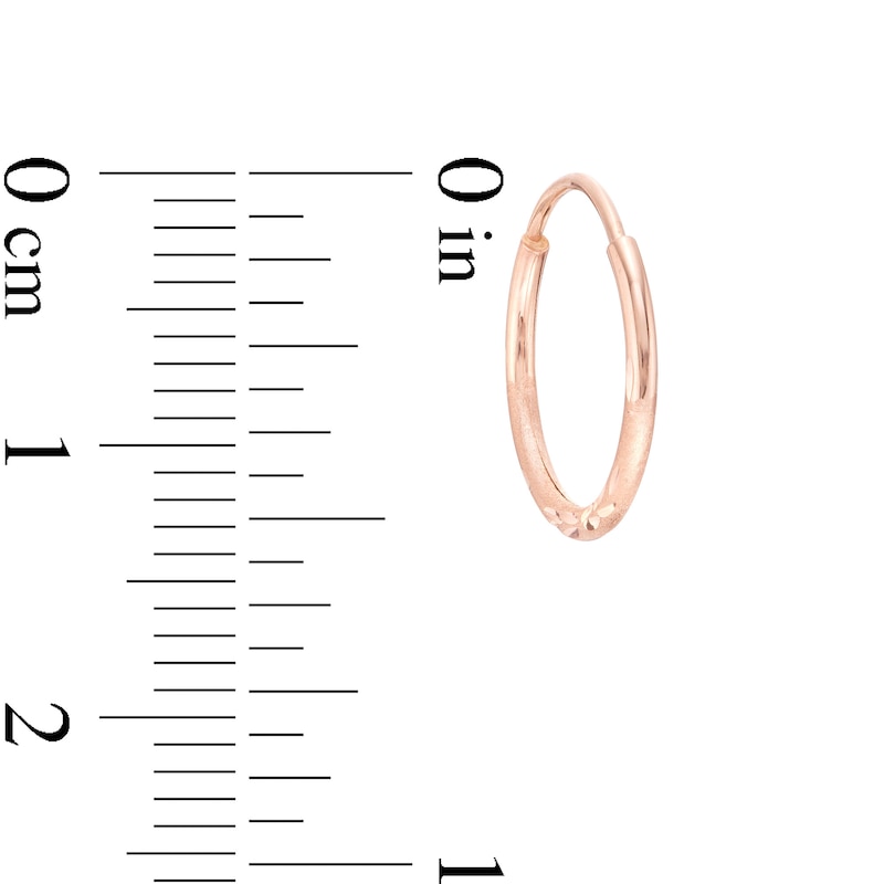 14mm Multi-Finish Continuous Hoop Earrings in 14K Tube Hollow Rose Gold