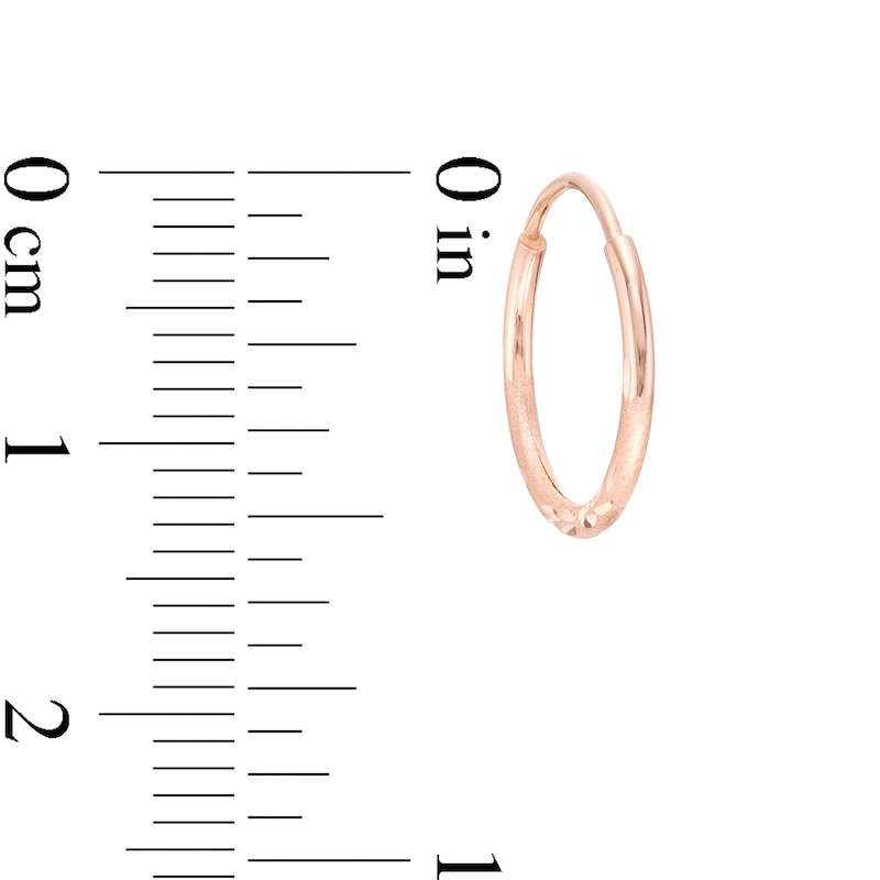 14K Tube Hollow Rose Gold Multi-Finish Continuous Hoops