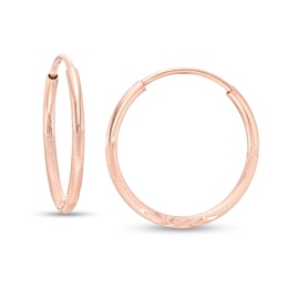 16mm Multi-Finish Continuous Hoop Earrings in 14K Tube Hollow Rose Gold