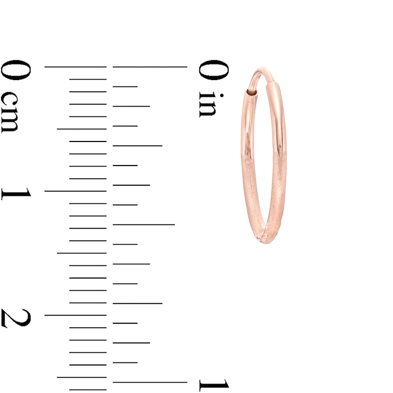 16mm Multi-Finish Continuous Hoop Earrings in 14K Tube Hollow Rose Gold