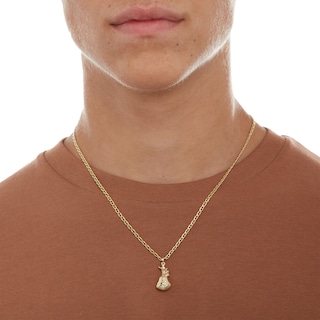 Etched Money Bag Necklace Charm in 10K Gold