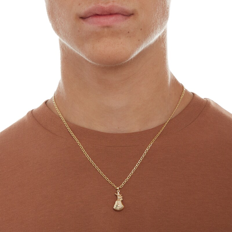 Main Image 3 of Etched Money Bag Necklace Charm in 10K Gold