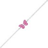Thumbnail Image 1 of Child's Pink and White Crystal Butterfly Bracelet in Sterling Silver - 5.5"