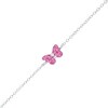 Thumbnail Image 0 of Child's Pink and White Crystal Butterfly Bracelet in Sterling Silver - 5.5"