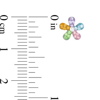 Child's Multi-Color Crystal Flower Stud Earrings in Sterling Silver