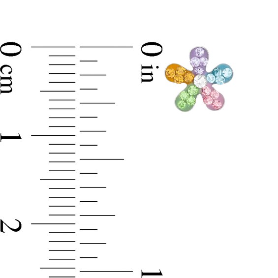 Child's Multi-Color Crystal Flower Stud Earrings in Sterling Silver