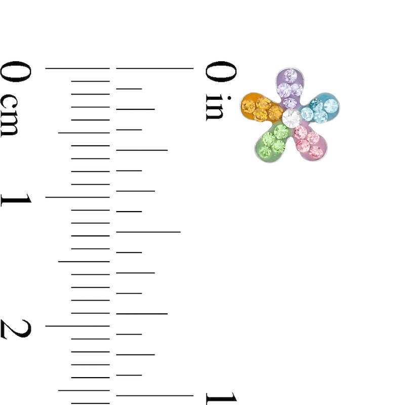 Main Image 2 of Child's Multi-Color Crystal Flower Stud Earrings in Sterling Silver