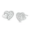 Thumbnail Image 1 of Child's Cubic Zirconia Composite Double Heart Stud Earrings in Sterling Silver