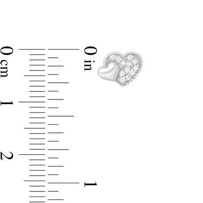 Child's Cubic Zirconia Composite Double Heart Stud Earrings in Sterling Silver