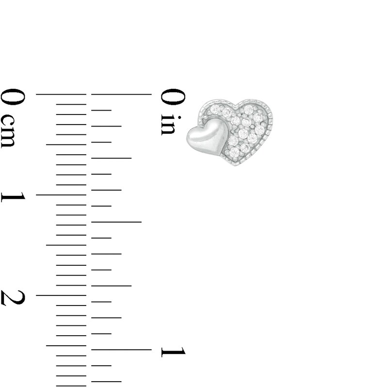 Main Image 2 of Child's Cubic Zirconia Composite Double Heart Stud Earrings in Sterling Silver