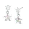 Thumbnail Image 1 of Child's 5mm Iridescent Cubic Zirconia Double Star Drop Earrings in Sterling Silver