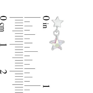 Child's 5mm Iridescent Cubic Zirconia Double Star Drop Earrings in Sterling Silver