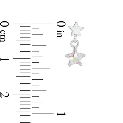 Child's 5mm Iridescent Cubic Zirconia Double Star Drop Earrings in Sterling Silver