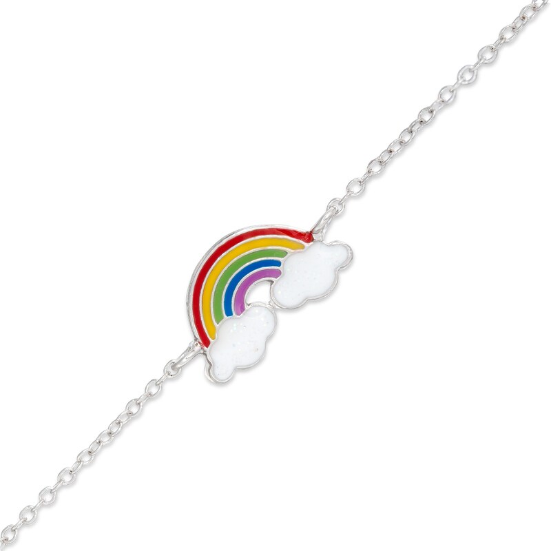 Main Image 1 of Child's Multi-Color Enamel Rainbow Bracelet in Sterling Silver - 5.5"
