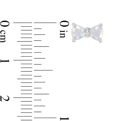 Child's 4mm Trillion-Cut Iridescent Cubic Zirconia Bow Tie Stud Earrings in Sterling Silver