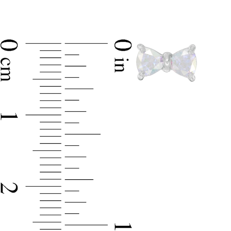 Main Image 2 of Child's 4mm Trillion-Cut Iridescent Cubic Zirconia Bow Tie Stud Earrings in Sterling Silver