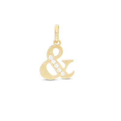 Cubic Zirconia "&" Symbol Necklace Charm in 10K Gold