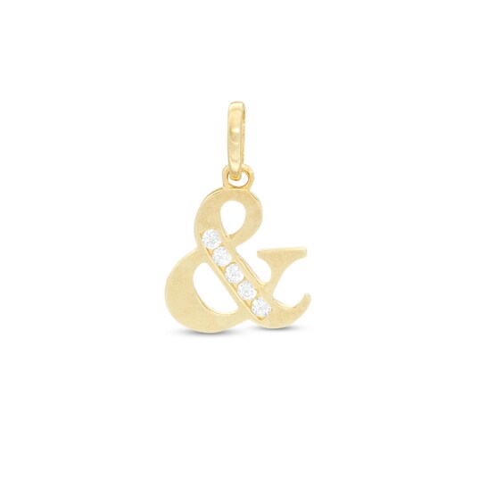 Cubic Zirconia "&" Symbol Necklace Charm in 10K Gold