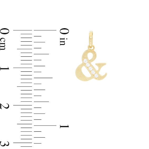 Cubic Zirconia "&" Symbol Necklace Charm in 10K Gold