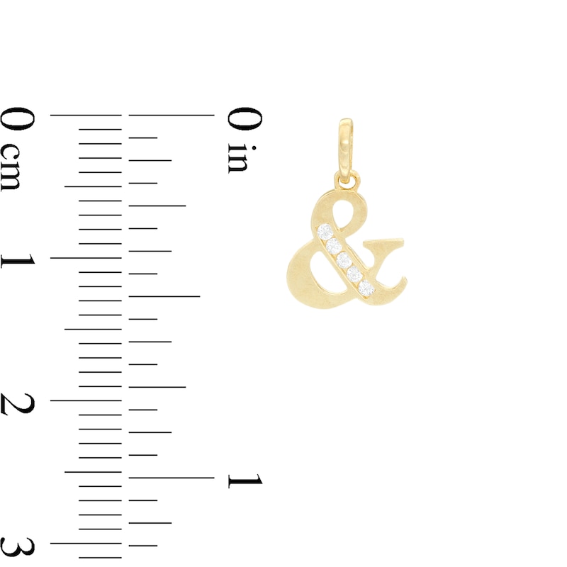 Cubic Zirconia "&" Symbol Necklace Charm in 10K Gold