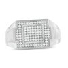 1/4 CT. T.W. Composite Diamond Rectangle Cross Frame Ribbed Shank Ring in Sterling Silver