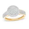 3/8 CT. T.W. Composite Diamond Double Frame Triple Row Vintage-Style Engagement Ring in 10K Gold
