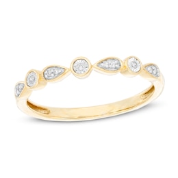 Diamond Accent Round and Teardrop Alternating Anniversary Band in 10K Gold