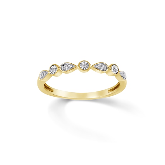 Diamond Accent Round and Teardrop Alternating Anniversary Band in 10K Gold