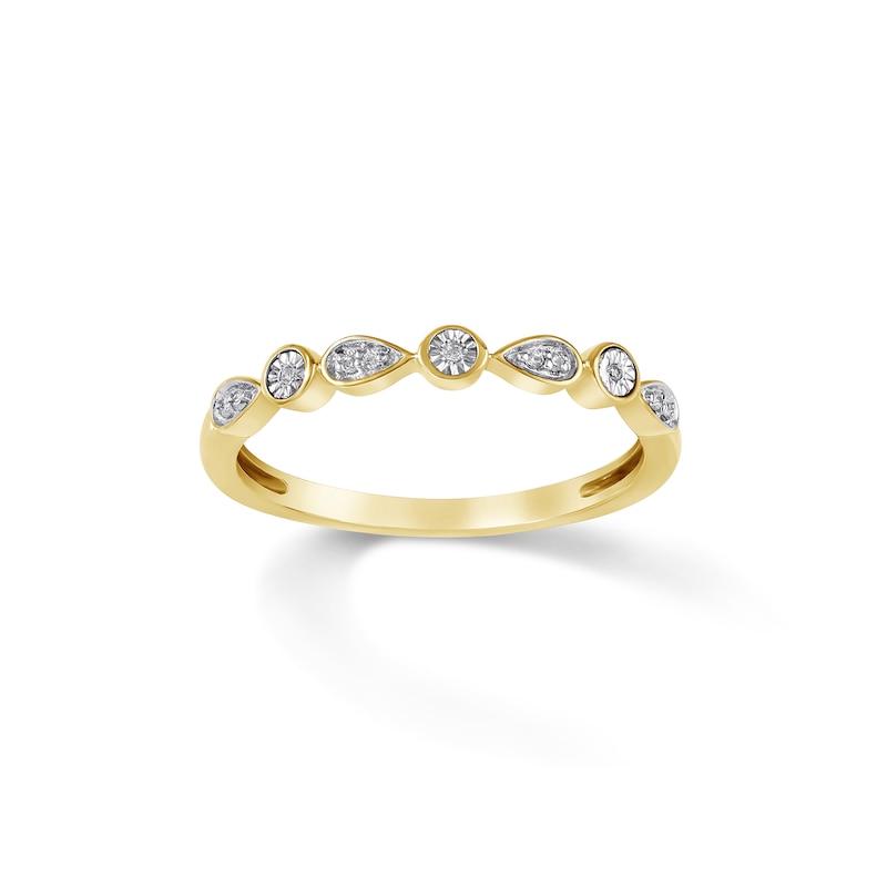 Diamond Accent Round and Teardrop Alternating Anniversary Band in 10K Gold