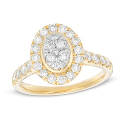 1 CT. T.W. Composite Diamond Oval Frame Engagement Ring in 10K Gold