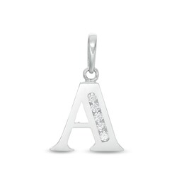 Cubic Zirconia &quot;A&quot; Initial Necklace Charm in 10K Solid White Gold