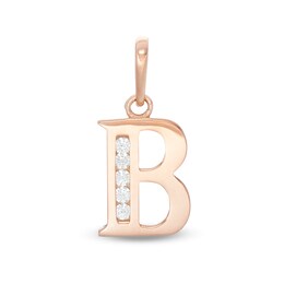 Cubic Zirconia &quot;B&quot; Initial Necklace Charm in 10K Solid Rose Gold