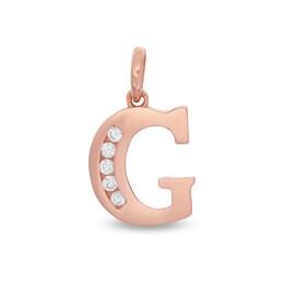 Cubic Zirconia Initial &quot;G&quot; Necklace Charm in 10K Solid Rose Gold