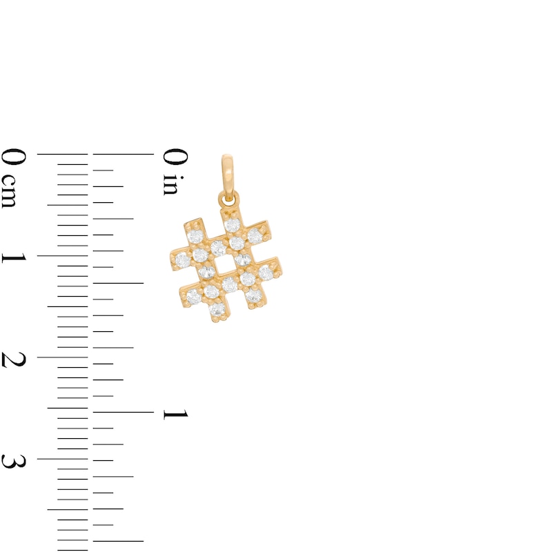 Main Image 2 of Cubic Zirconia Hashtag Symbol Necklace Charm in 10K Gold